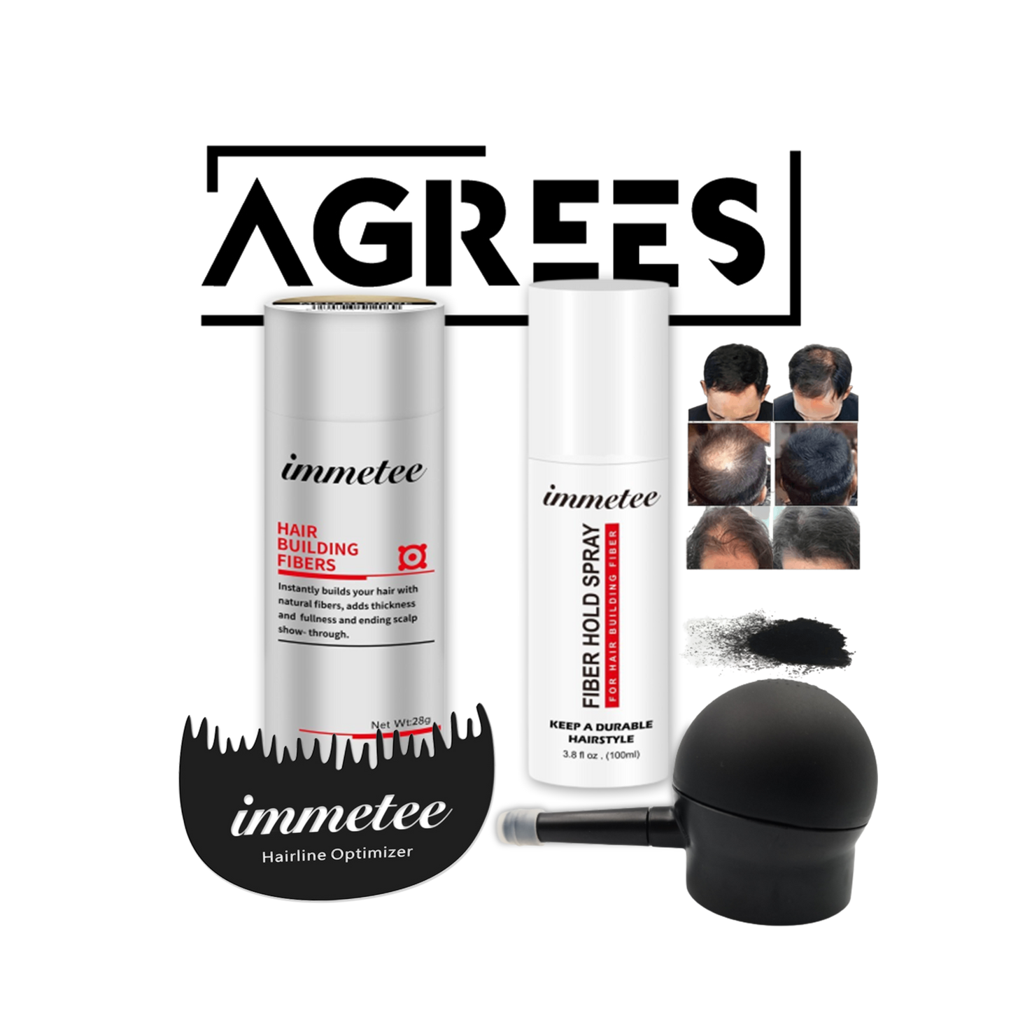 Agrees Immetee™ 100% Natural Hair Fiber Kit Plus